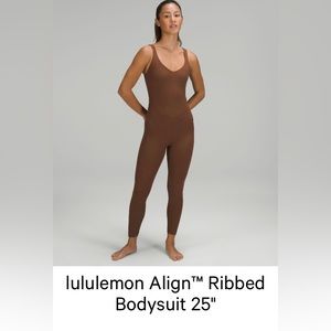 🍋Lululemon Align Ribbed Bodysuit 25” with tags- Roasted Brown